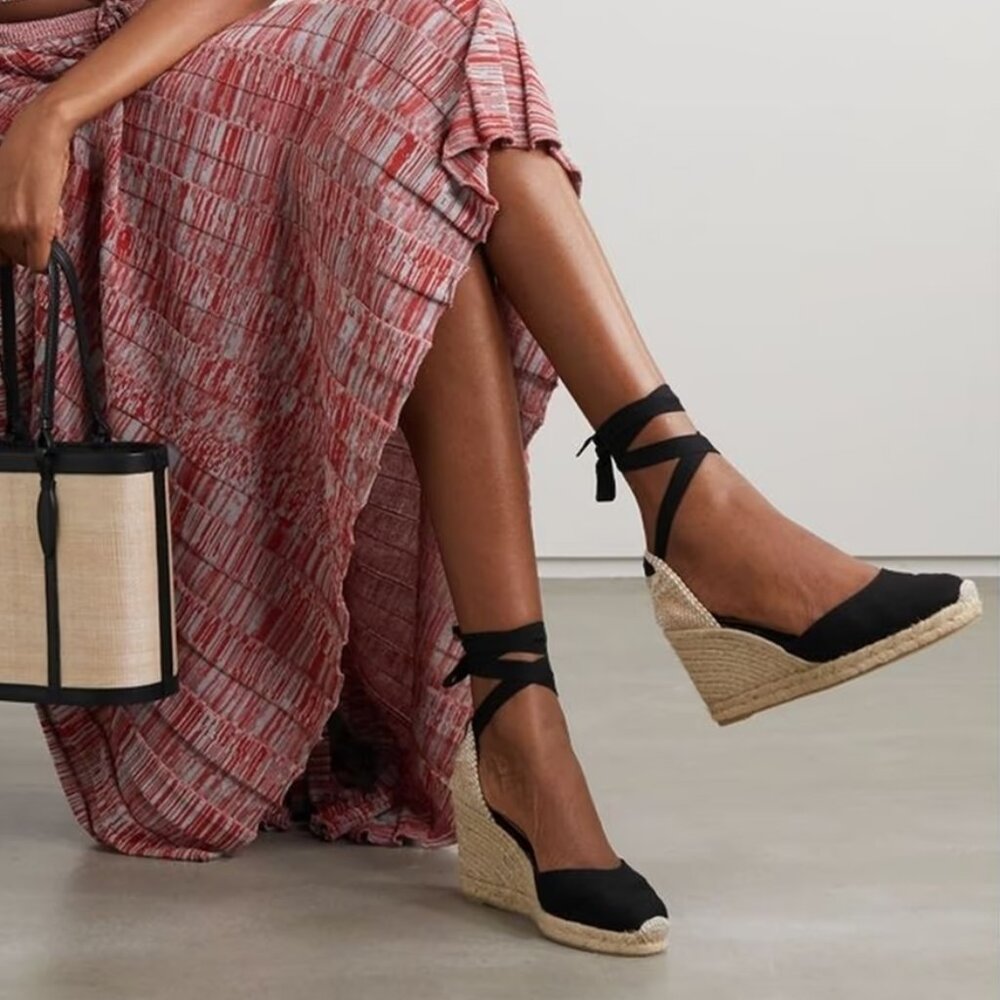 CASTANER Carina 80 Canvas Wedge Espadrilles in Black Size 5 Brand New in Box NWT - Picture 2 of 4
